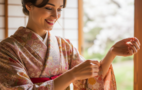 着物を着てほほえむ女性のイメージ