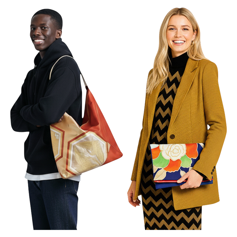 着物バッグを持つ男性と女性