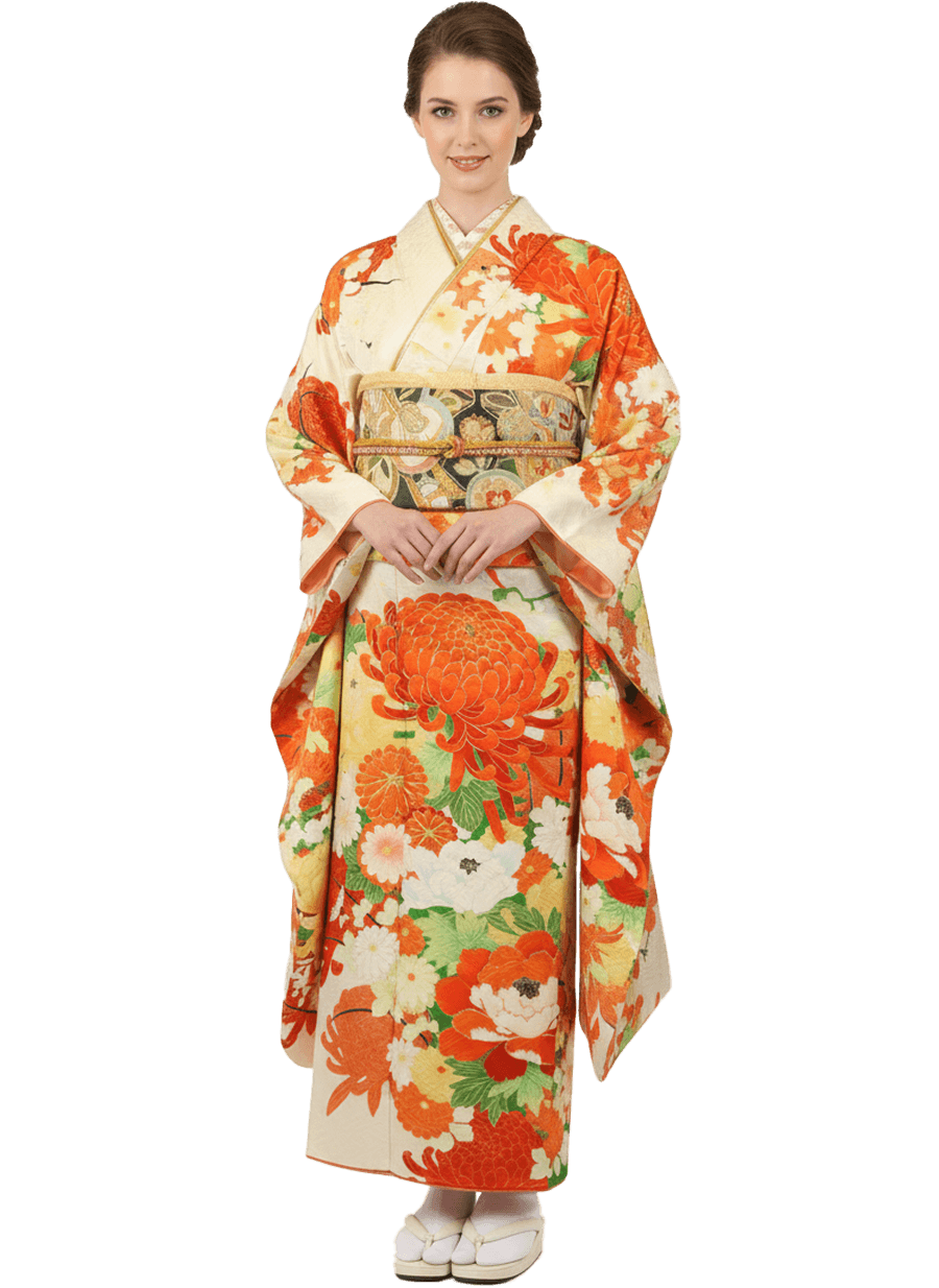 商品について。着物の女性