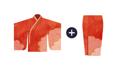 上下セパレートだから、上は羽織り、下は巻くだけ。